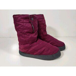 Cabiniste Duck Down Wine Gray Fleece Lined Camping Booties Slippers Women's Med